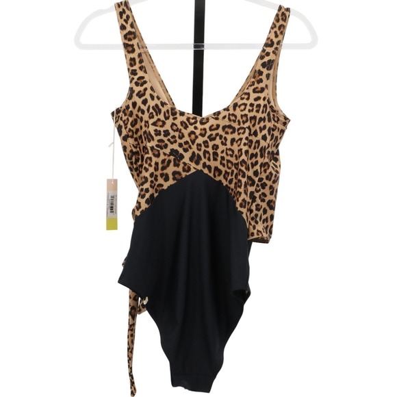 Summersalt Leopard Wrap One Piece Swimsuit Tie Waist Black Size 8 NWT - Picture 3 of 9